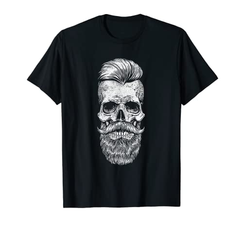 Funny Vintage Hipster Bearded Skull. Beard Lover Camiseta