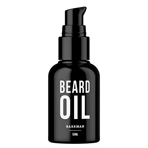 BARBMAN: Aceite para barba natural. Enriquecido con aceite de jojoba y semillas de uva para hidratar y nutrir la piel. Mantenga su barba aportándole brillo y suavidad. Regalo ideal para barbudos