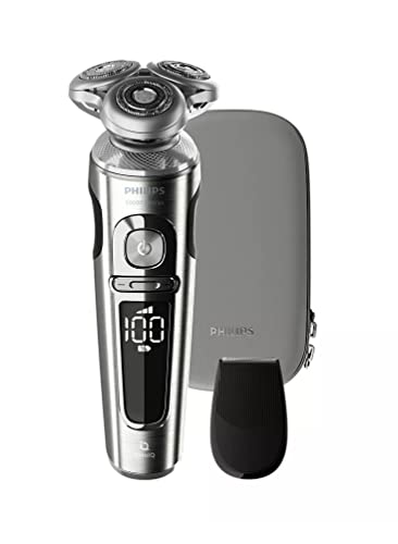 Philips Serie 9000 Prestige SP9820/18 - Afeitadora Eléctrica para Hombre Con Sensor de Densidad de Barba, 3 Modos, Seco o Húmedo con Perfilador de Barba y Funda,Negro