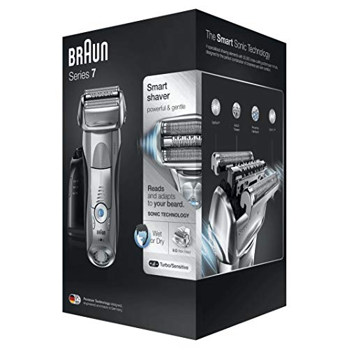 Braun Series 7 7899 cc afeitadora eléctrica, tecnología Wet & Dry y sistema Clean & Charge – plateado Premium