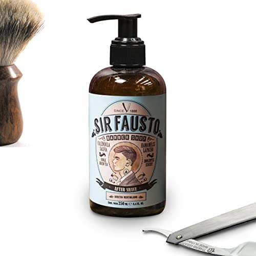 After Shave para Barba - Bálsamo para después del Afeitado Hombre - 100 ml - Efecto Refrescante y Mentolado - Contiene Caléndula y Té Verde - Sir Fausto