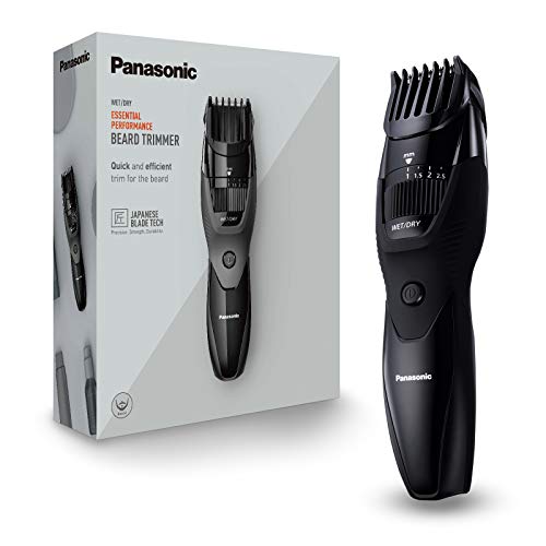 Panasonic ER-GB43-K503 - Recortador WET&DRY de barba para hombre con peine-guía, selector de ajuste rápido, recargable, acero inoxidable, batería larga duración, lavable, 20 ajustes, color negro