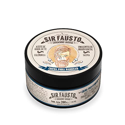 Crema para Afeitar la Barba de Hombre - Todo tipo de Barbas - 200 ml - 100% Vegetal - Sir Fausto
