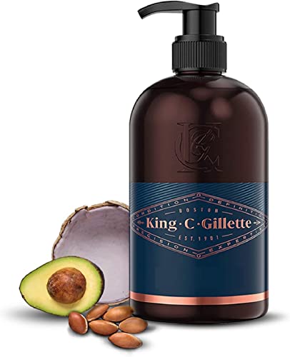 King C. Gillette Gel para Barba y Rostro Hombre con Agua de Coco, Aceite de Argán y Aceite de Aguacate, 350 ml