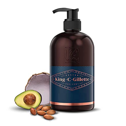 King C. Gillette Gel para Barba y Rostro Hombre con Agua de Coco, Aceite de Argán y Aceite de Aguacate, 350 ml