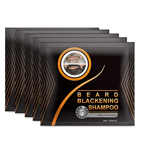 5 piezas de champú para barba, tinte para barba, tinte para ennegrecimiento de barba, negro natural, solo 5 minutos (75 ml)