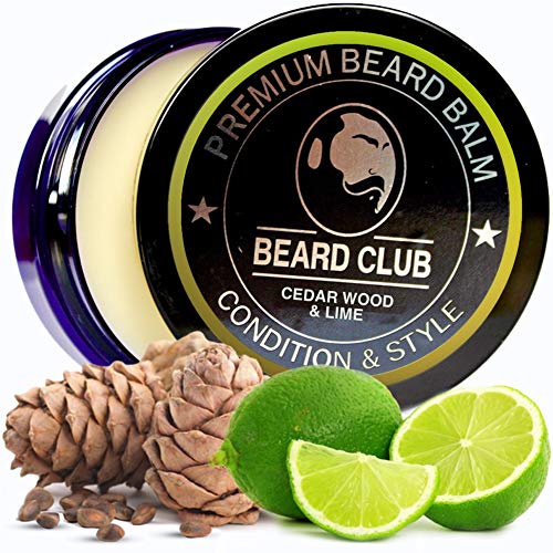 Bálsamo Barba Premium | Cedro y limón | Beard Club | Los Mejores Barba de Loción Suavizante| 100% Naturales y Orgánicos | Excelente Para el Cuidado del Cabello y el Crecimiento