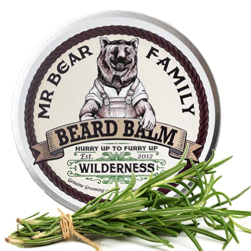Mr Bear Family Beard Balm Men- Wilderness – Cera barba nutritiva - Balsamo barba con manteca de karité, jojoba y cera de abejas para el crecimiento barba – Cera para cuidado barba hombre 60ml